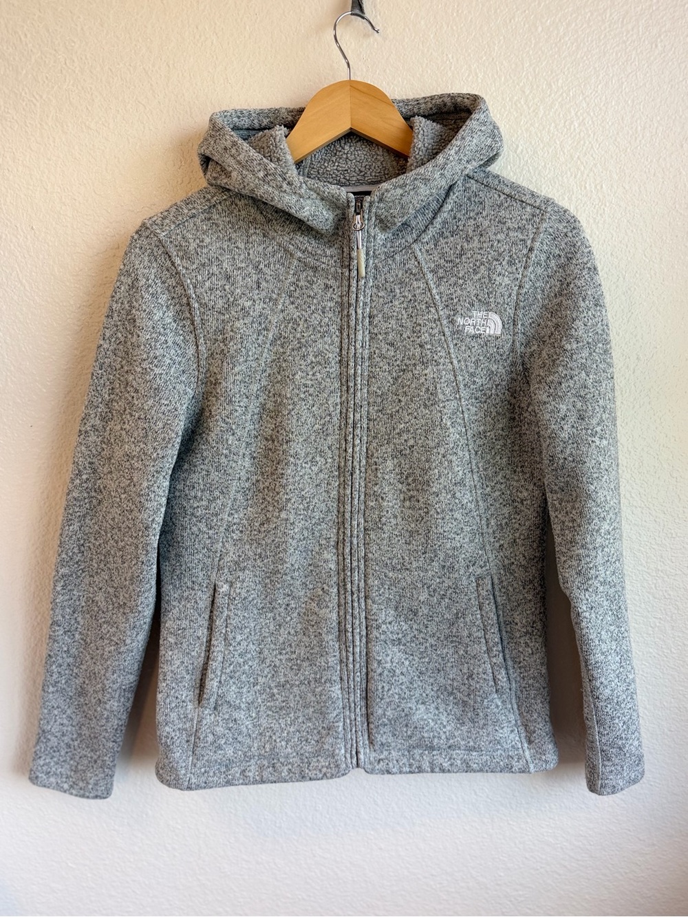 The North Face Heather Gray Women’s Hooded Full-Zip Fleece Jacket